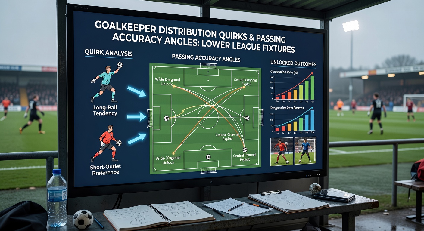 Data visualization showing passing accuracy angles from goalkeeper distributions in lower league soccer