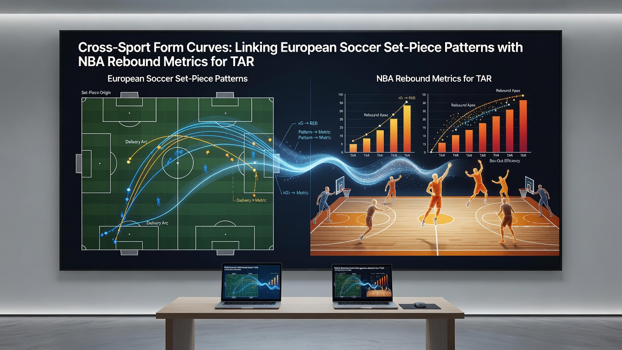 Chart displaying overlaid form curves from soccer set pieces and NBA rebound statistics over recent seasons